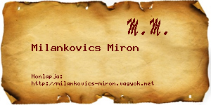 Milankovics Miron névjegykártya